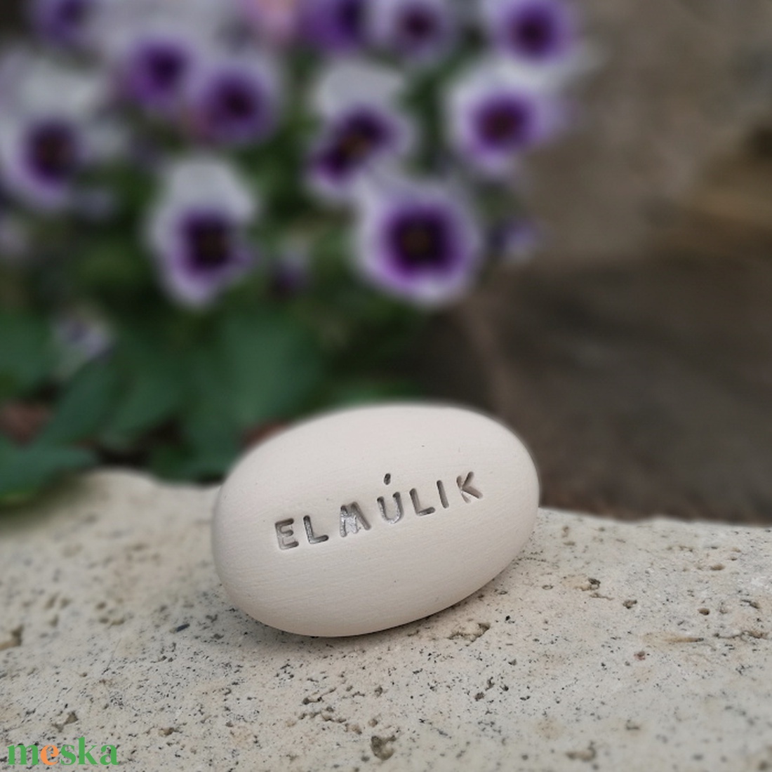 ELMÚLIK - Kerámia Varázskavics üzenettel, motivációs felirattal - esküvő - emlék & ajándék - köszönőajándék - Meska.hu