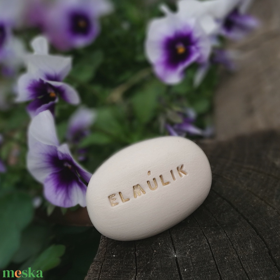 ELMÚLIK - Kerámia Varázskavics üzenettel, motivációs felirattal - esküvő - emlék & ajándék - köszönőajándék - Meska.hu