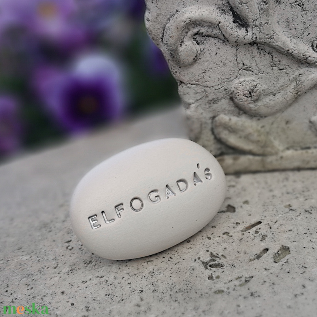 ELFOGADÁS - Kerámia Varázskavics üzenettel, motivációs felirattal - esküvő - emlék & ajándék - köszönőajándék - Meska.hu