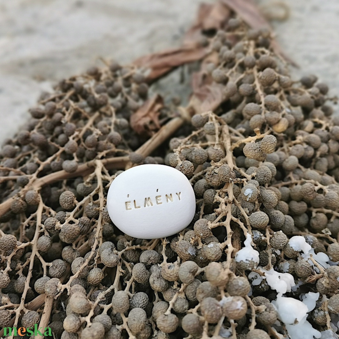 ÉLMÉNY - Kerámia Varázskavics üzenettel, motivációs felirattal - esküvő - emlék & ajándék - köszönőajándék - Meska.hu