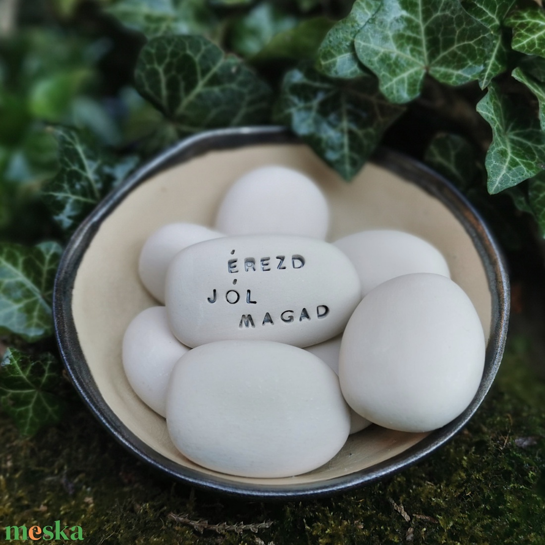 ÉREZD JÓL MAGAD - Kerámia Varázskavics üzenettel, motivációs felirattal - esküvő - emlék & ajándék - köszönőajándék - Meska.hu