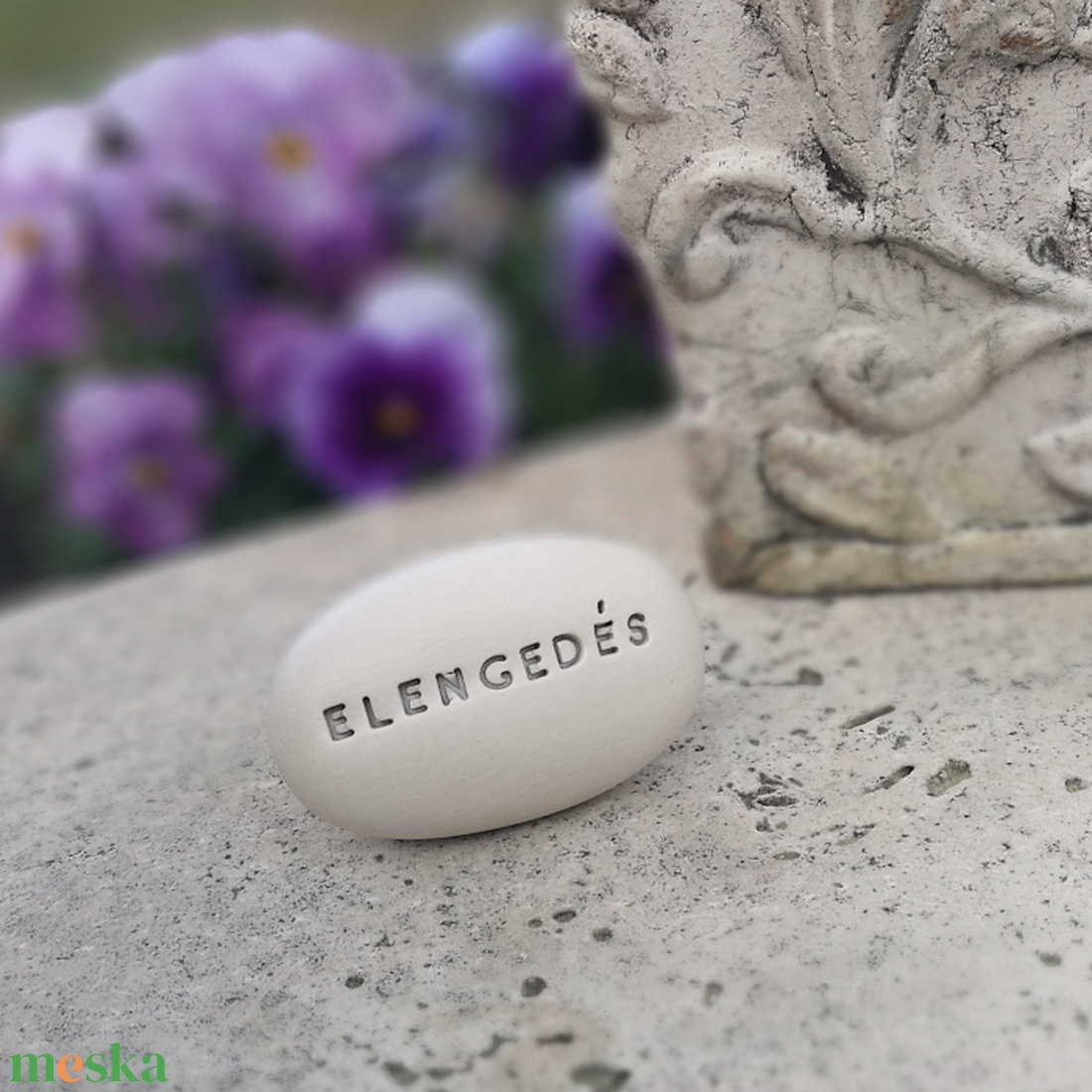 ELENGEDÉS - Kerámia Varázskavics üzenettel, motivációs felirattal - esküvő - emlék & ajándék - köszönőajándék - Meska.hu