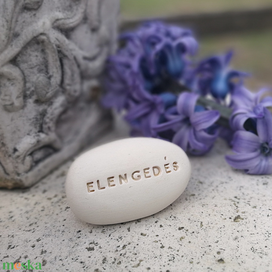 ELENGEDÉS - Kerámia Varázskavics üzenettel, motivációs felirattal - esküvő - emlék & ajándék - köszönőajándék - Meska.hu