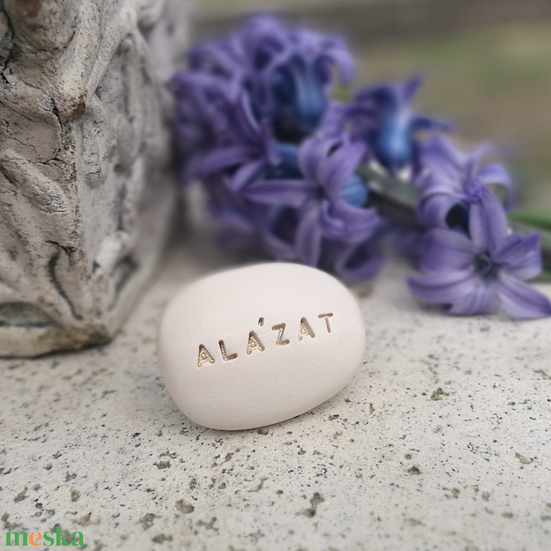 ALÁZAT - Kerámia Varázskavics üzenettel, motivációs felirattal - esküvő - emlék & ajándék - köszönőajándék - Meska.hu