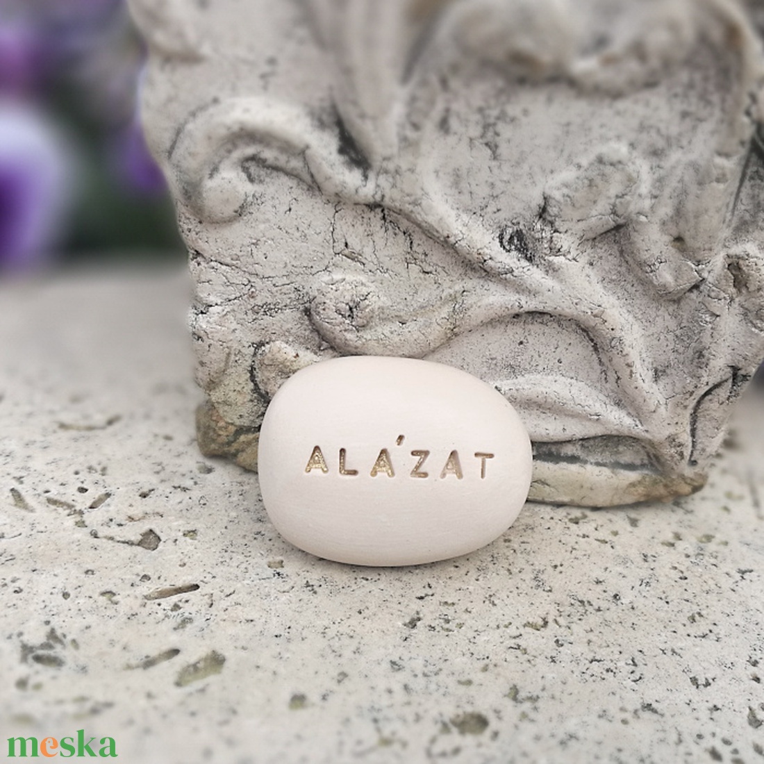 ALÁZAT - Kerámia Varázskavics üzenettel, motivációs felirattal - esküvő - emlék & ajándék - köszönőajándék - Meska.hu