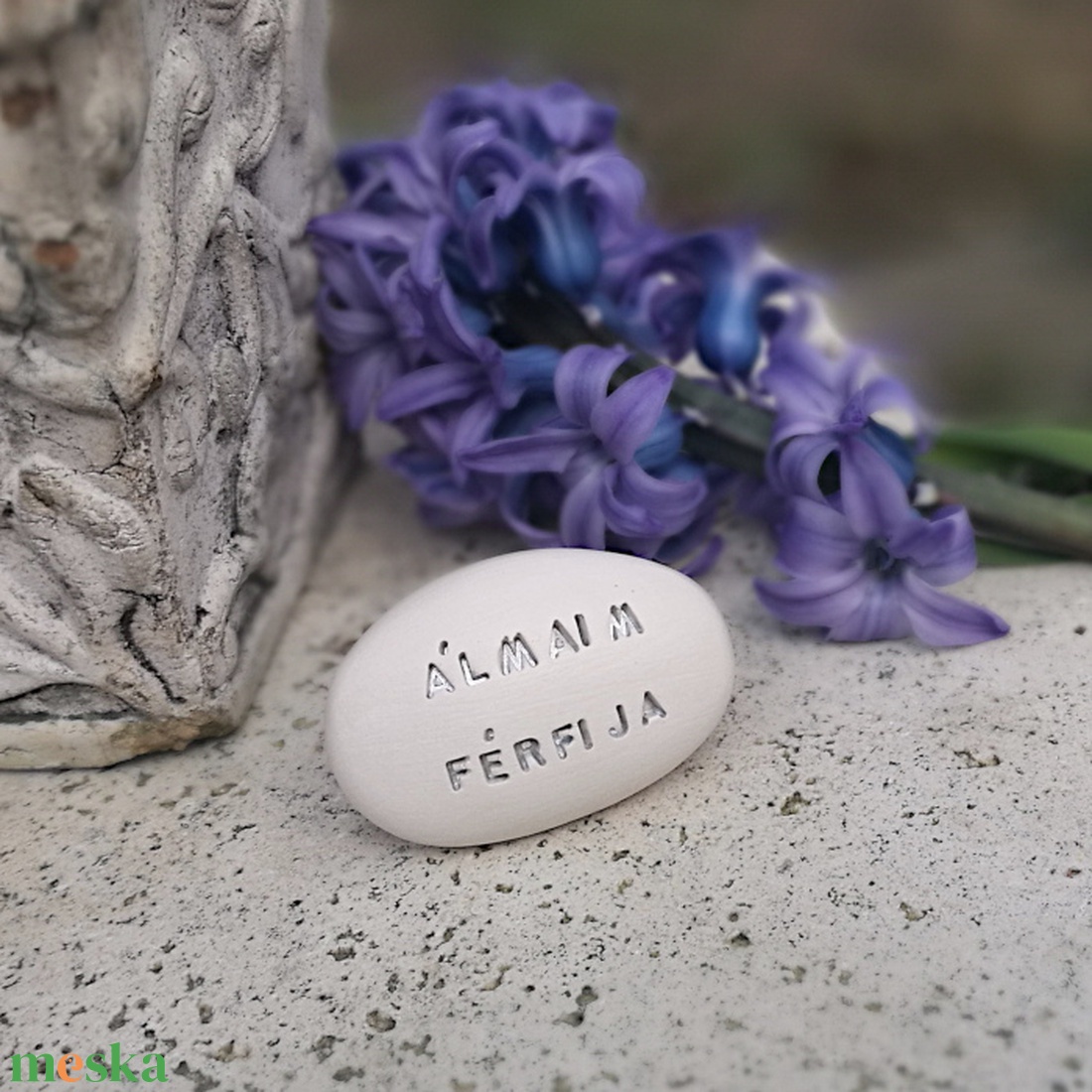 ÁLMAIM FÉRFIJA - Kerámia Varázskavics üzenettel, motivációs felirattal - esküvő - emlék & ajándék - köszönőajándék - Meska.hu