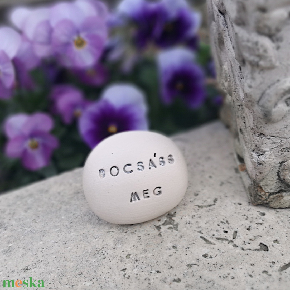 BOCSÁSS MEG - Kerámia Varázskavics üzenettel, motivációs felirattal - esküvő - emlék & ajándék - köszönőajándék - Meska.hu