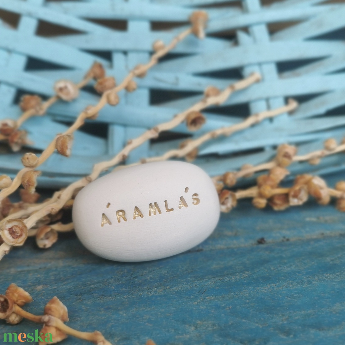 ÁRAMLÁS - Kerámia Varázskavics üzenettel, motivációs felirattal - esküvő - emlék & ajándék - köszönőajándék - Meska.hu