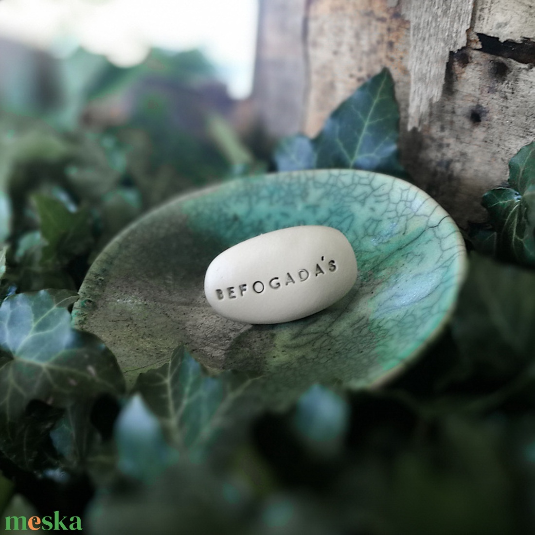 BEFOGADÁS - Kerámia Varázskavics üzenettel, motivációs felirattal - esküvő - emlék & ajándék - köszönőajándék - Meska.hu