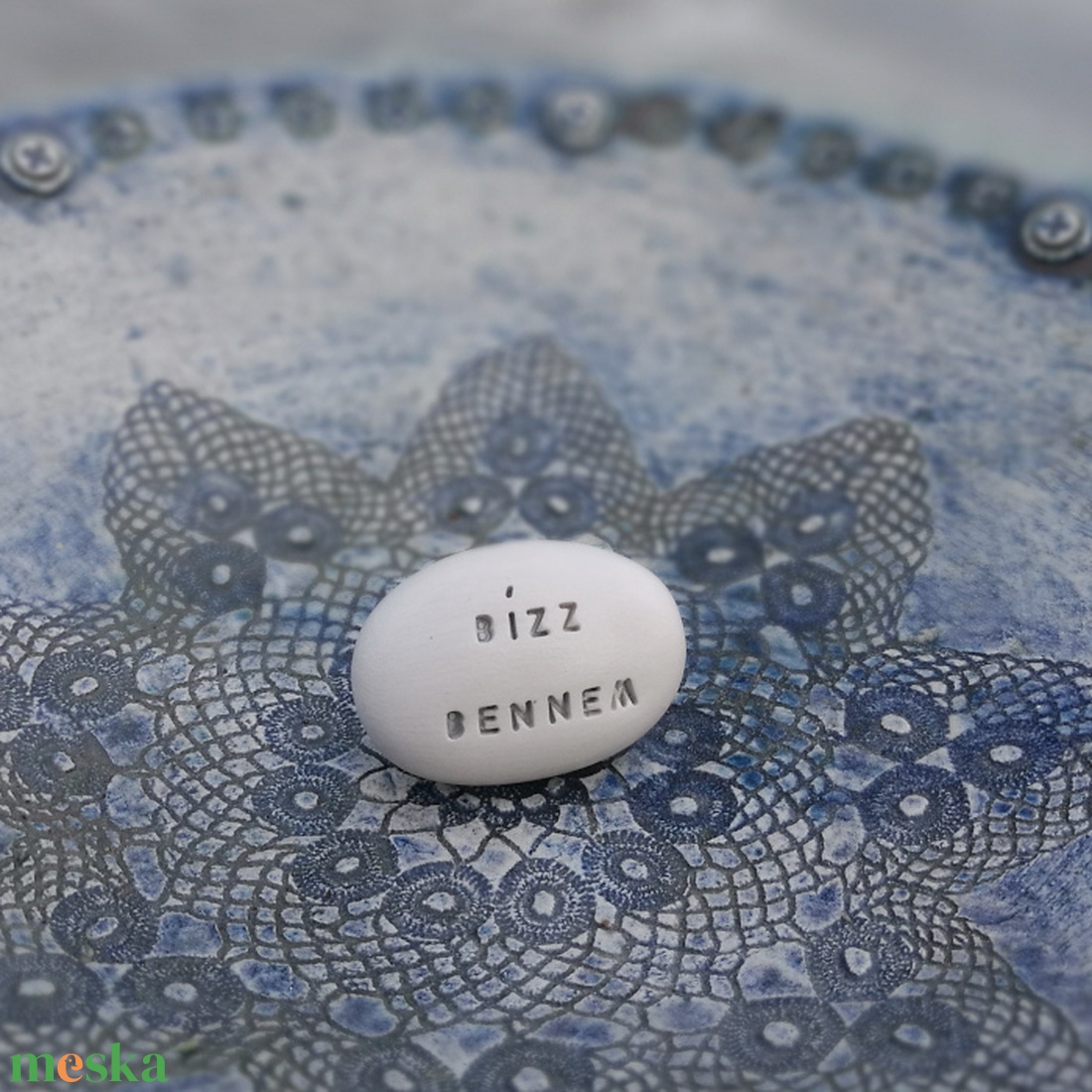 BÍZZ BENNEM - Kerámia Varázskavics üzenettel, motivációs felirattal - esküvő - emlék & ajándék - köszönőajándék - Meska.hu