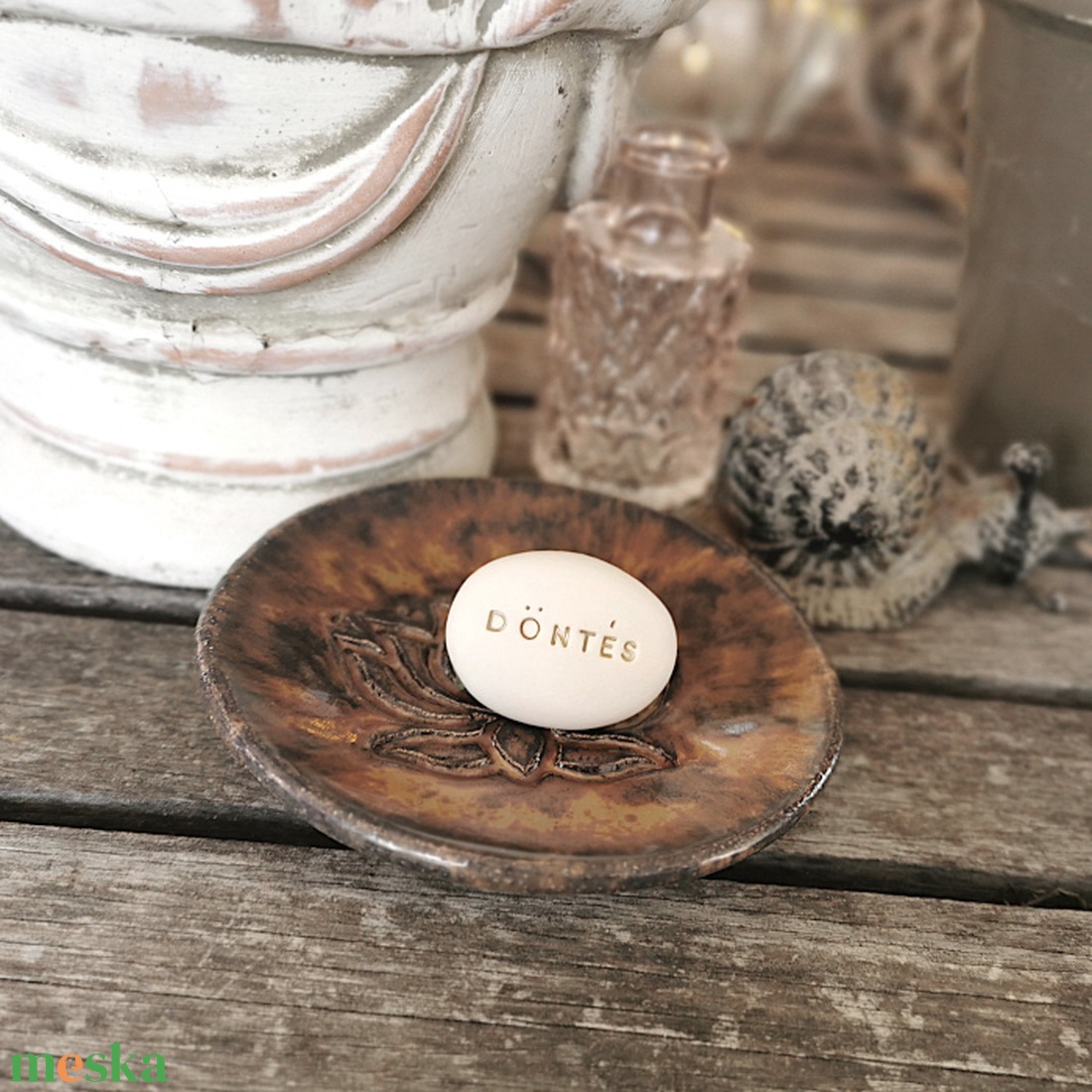 DÖNTÉS - Kerámia Varázskavics üzenettel, motivációs felirattal - esküvő - emlék & ajándék - köszönőajándék - Meska.hu