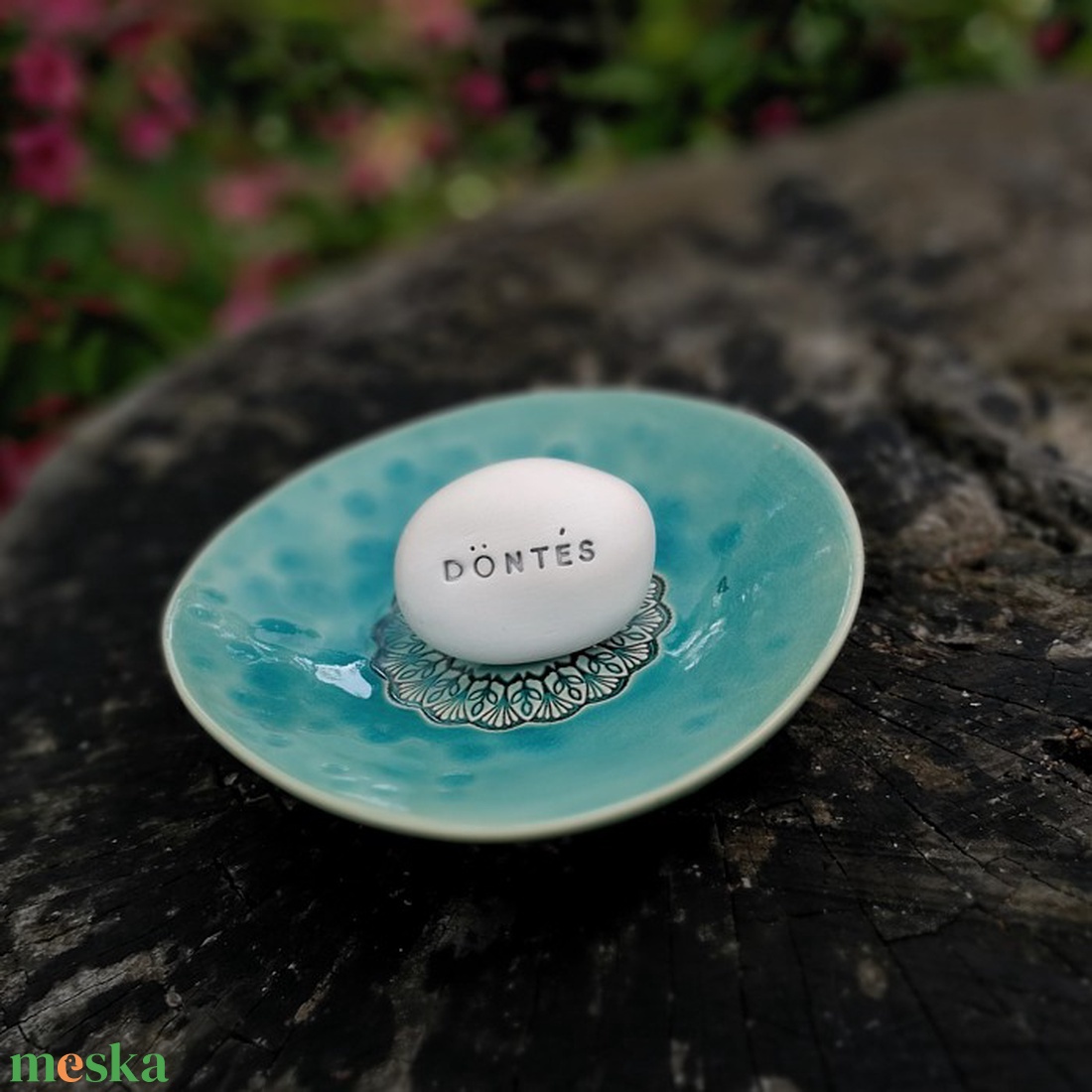 DÖNTÉS - Kerámia Varázskavics üzenettel, motivációs felirattal - esküvő - emlék & ajándék - köszönőajándék - Meska.hu