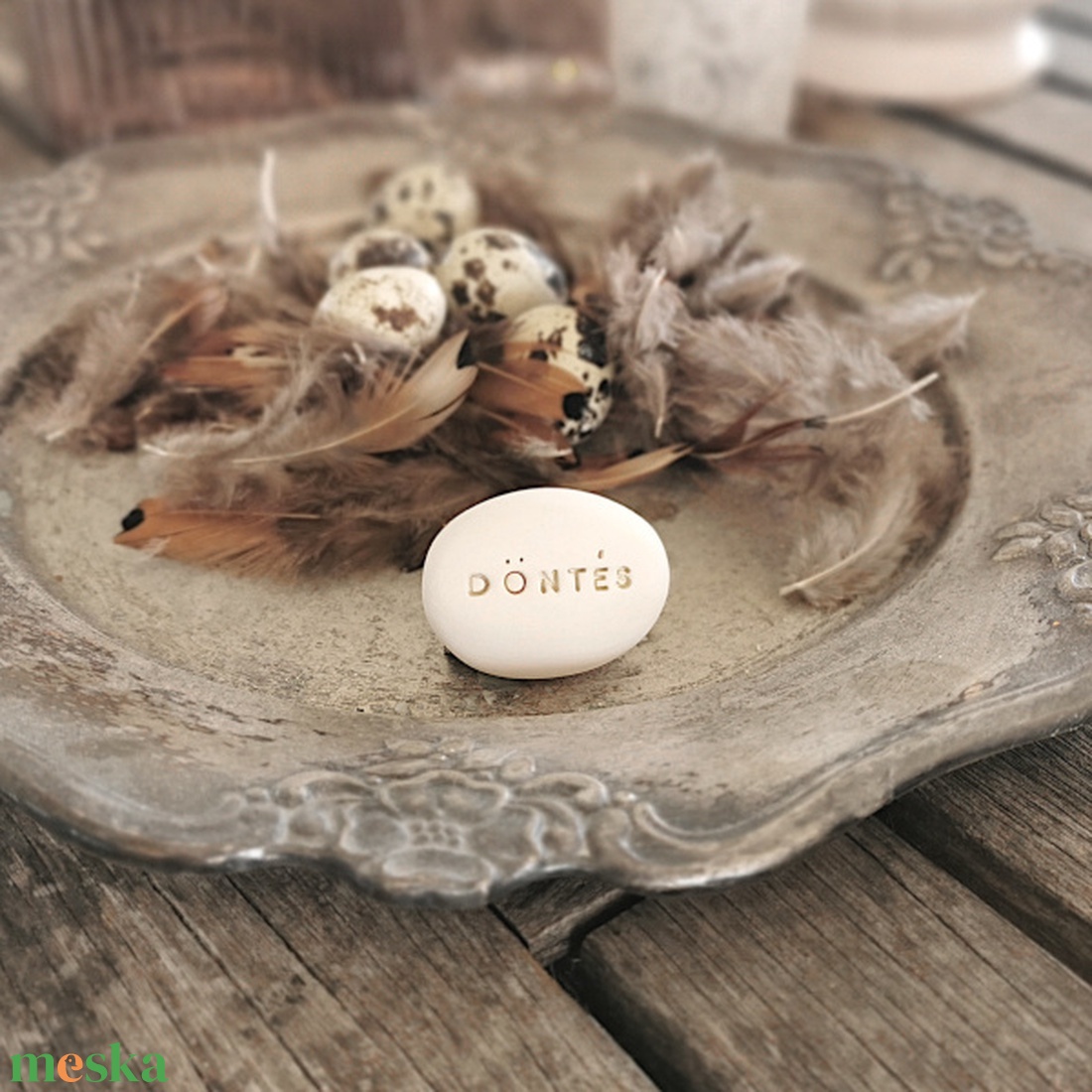 DÖNTÉS - Kerámia Varázskavics üzenettel, motivációs felirattal - esküvő - emlék & ajándék - köszönőajándék - Meska.hu