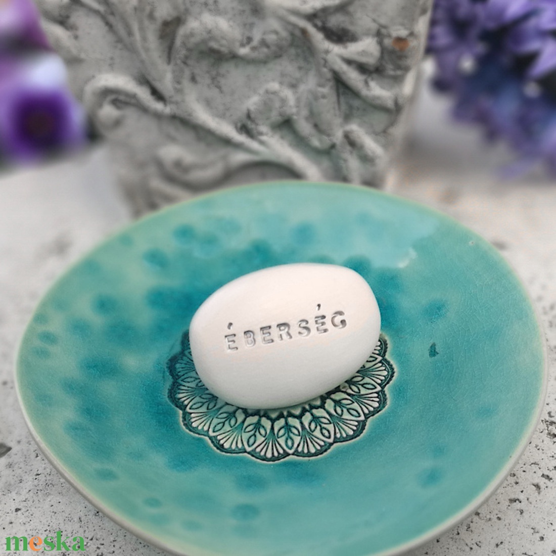 ÉBERSÉG - Kerámia Varázskavics üzenettel, motivációs felirattal - esküvő - emlék & ajándék - köszönőajándék - Meska.hu