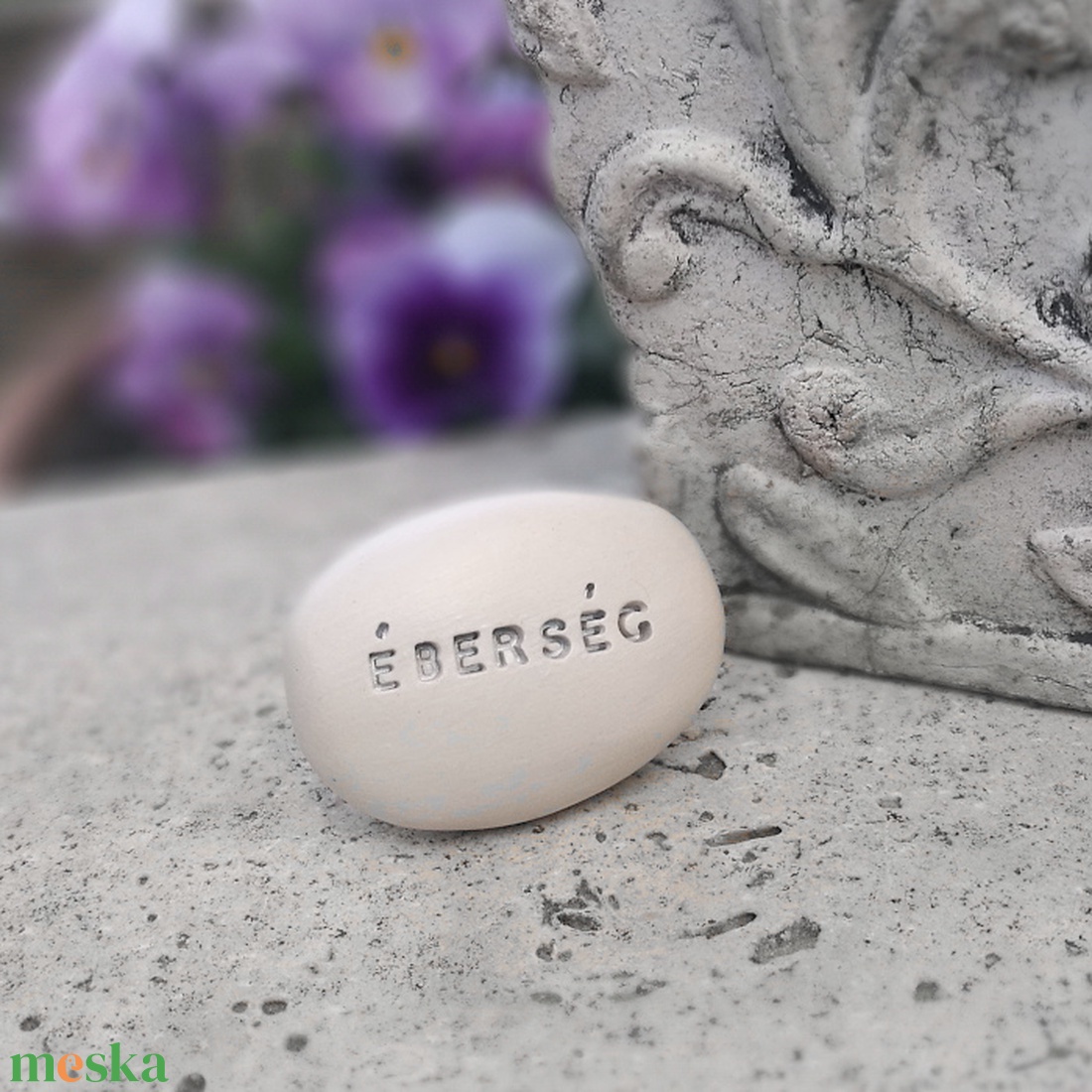 ÉBERSÉG - Kerámia Varázskavics üzenettel, motivációs felirattal - esküvő - emlék & ajándék - köszönőajándék - Meska.hu