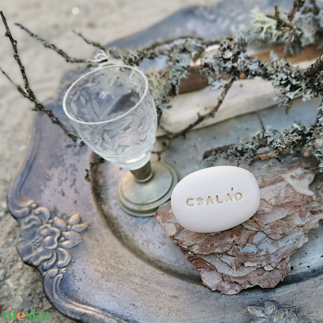 CSALÁD - Kerámia Varázskavics üzenettel, motivációs felirattal - esküvő - emlék & ajándék - köszönőajándék - Meska.hu