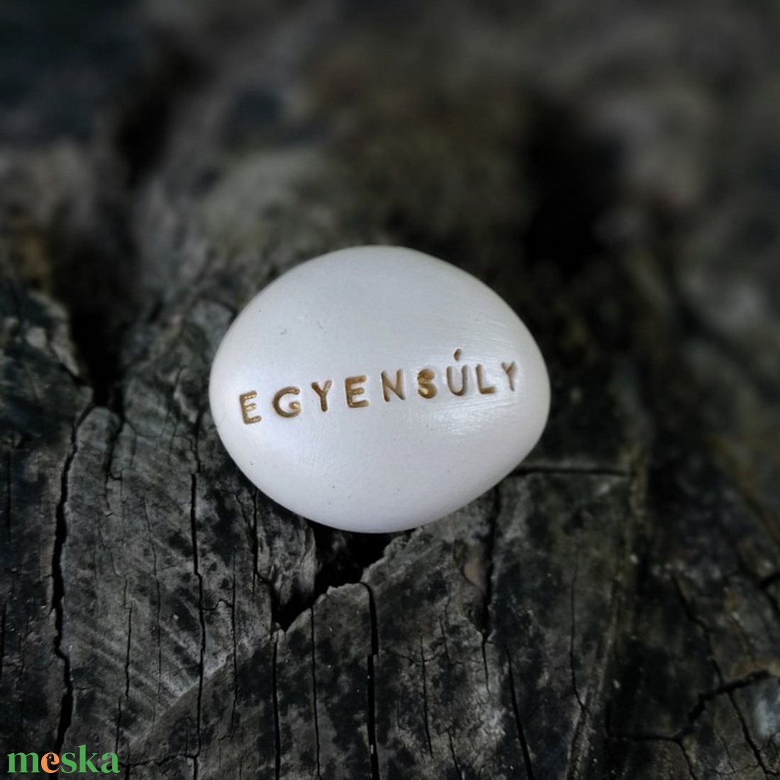 EGYENSÚLY - Kerámia Varázskavics üzenettel, motivációs felirattal - esküvő - emlék & ajándék - köszönőajándék - Meska.hu