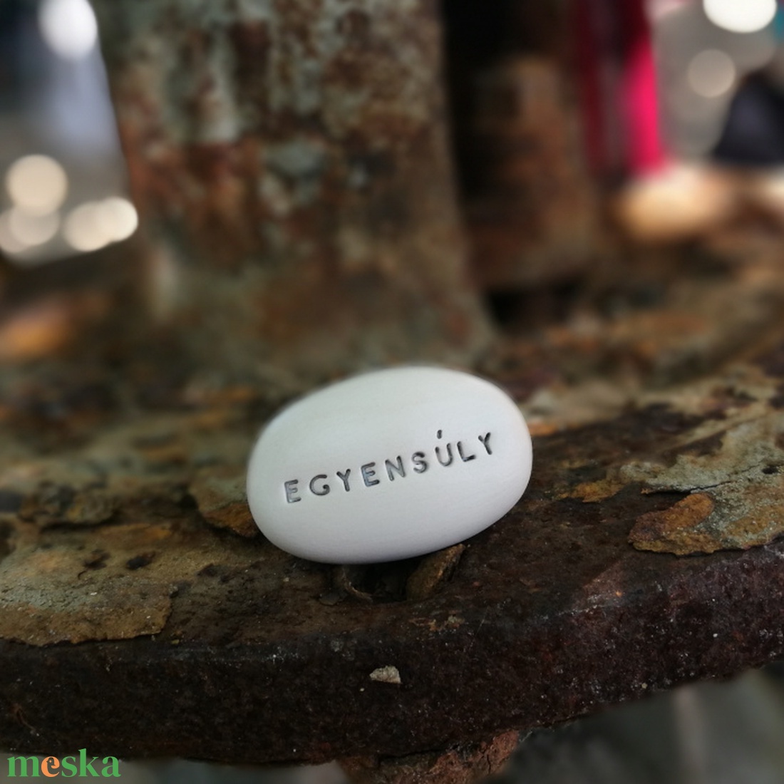 EGYENSÚLY - Kerámia Varázskavics üzenettel, motivációs felirattal - esküvő - emlék & ajándék - köszönőajándék - Meska.hu