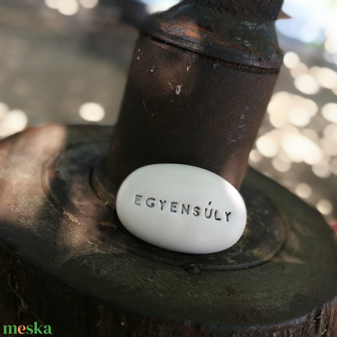 EGYENSÚLY - Kerámia Varázskavics üzenettel, motivációs felirattal - esküvő - emlék & ajándék - köszönőajándék - Meska.hu