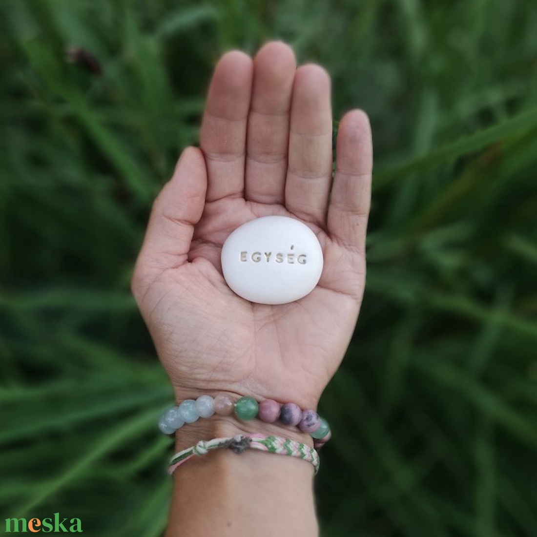 EGYSÉG - Kerámia Varázskavics üzenettel, motivációs felirattal - esküvő - emlék & ajándék - köszönőajándék - Meska.hu