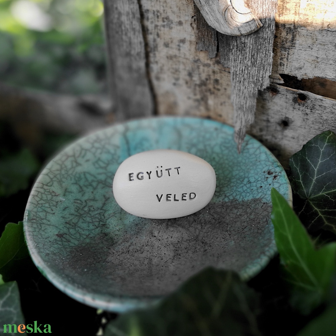 EGYÜTT VELED - Kerámia Varázskavics üzenettel, motivációs felirattal - esküvő - emlék & ajándék - köszönőajándék - Meska.hu