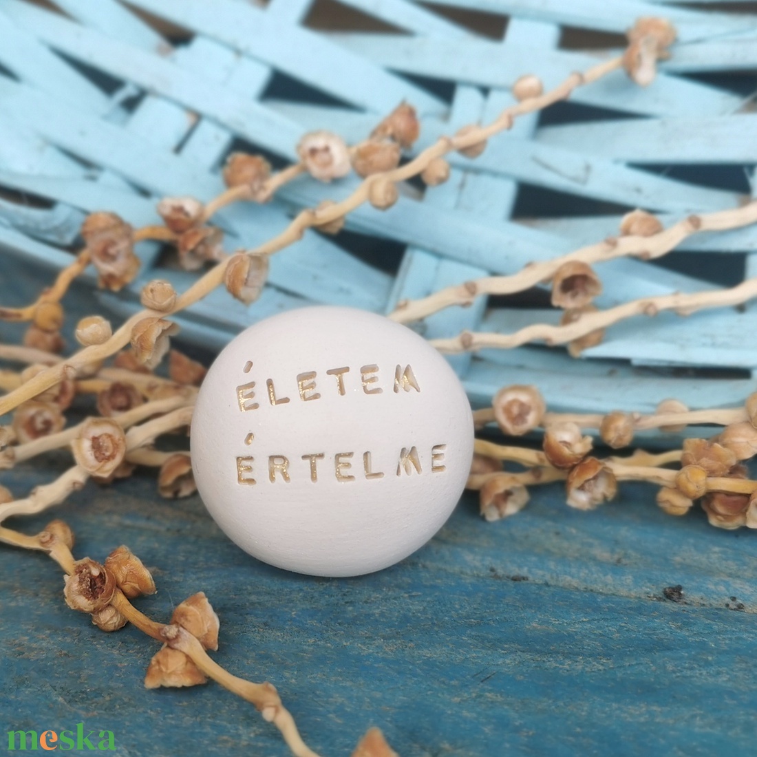 ÉLETEM ÉRTELME - Kerámia Varázskavics üzenettel, motivációs felirattal - esküvő - emlék & ajándék - köszönőajándék - Meska.hu