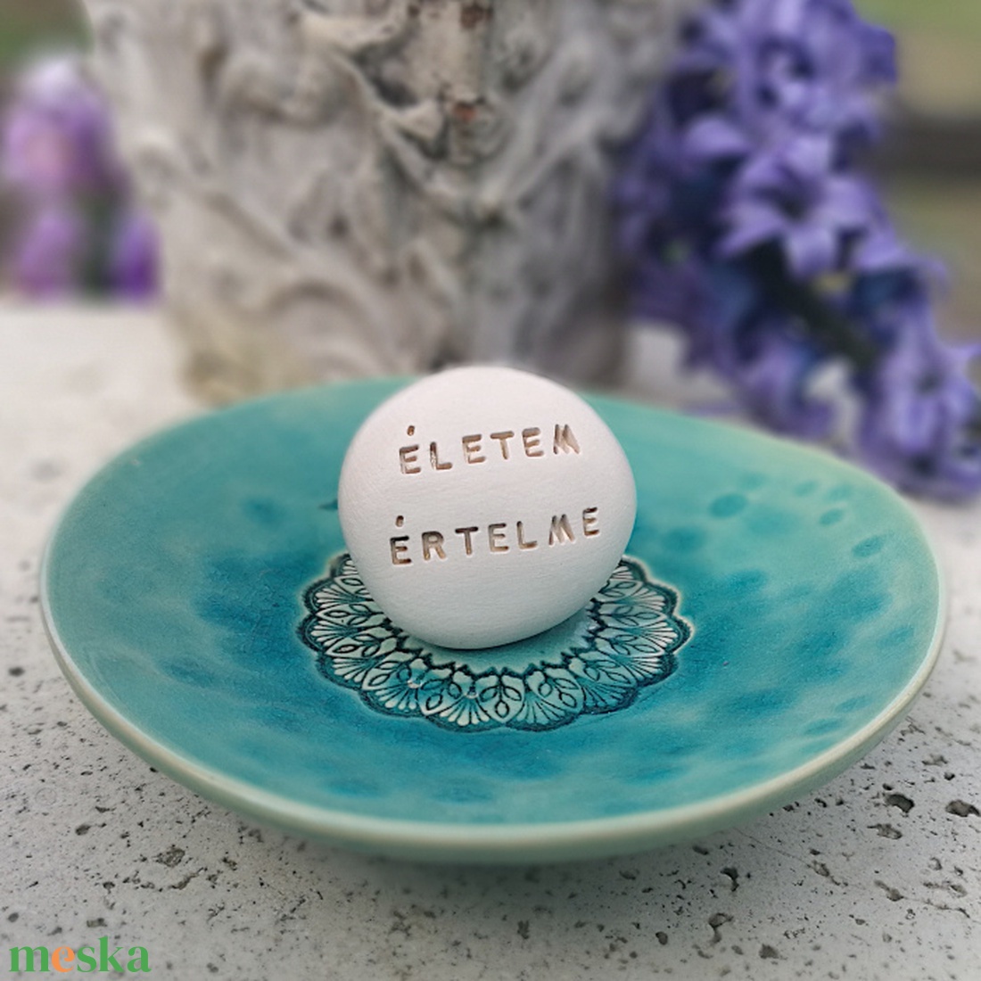ÉLETEM ÉRTELME - Kerámia Varázskavics üzenettel, motivációs felirattal - esküvő - emlék & ajándék - köszönőajándék - Meska.hu