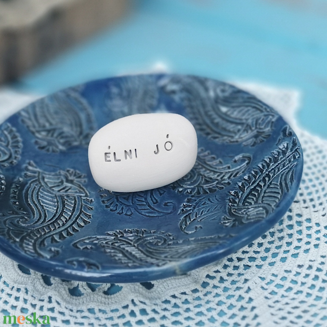 ÉLNI JÓ - Kerámia Varázskavics üzenettel, motivációs felirattal - esküvő - emlék & ajándék - köszönőajándék - Meska.hu