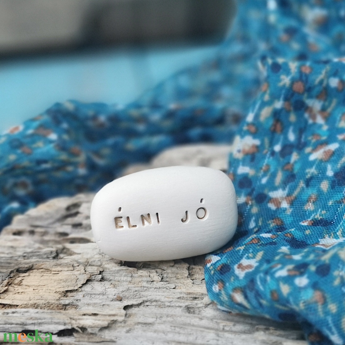 ÉLNI JÓ - Kerámia Varázskavics üzenettel, motivációs felirattal - esküvő - emlék & ajándék - köszönőajándék - Meska.hu