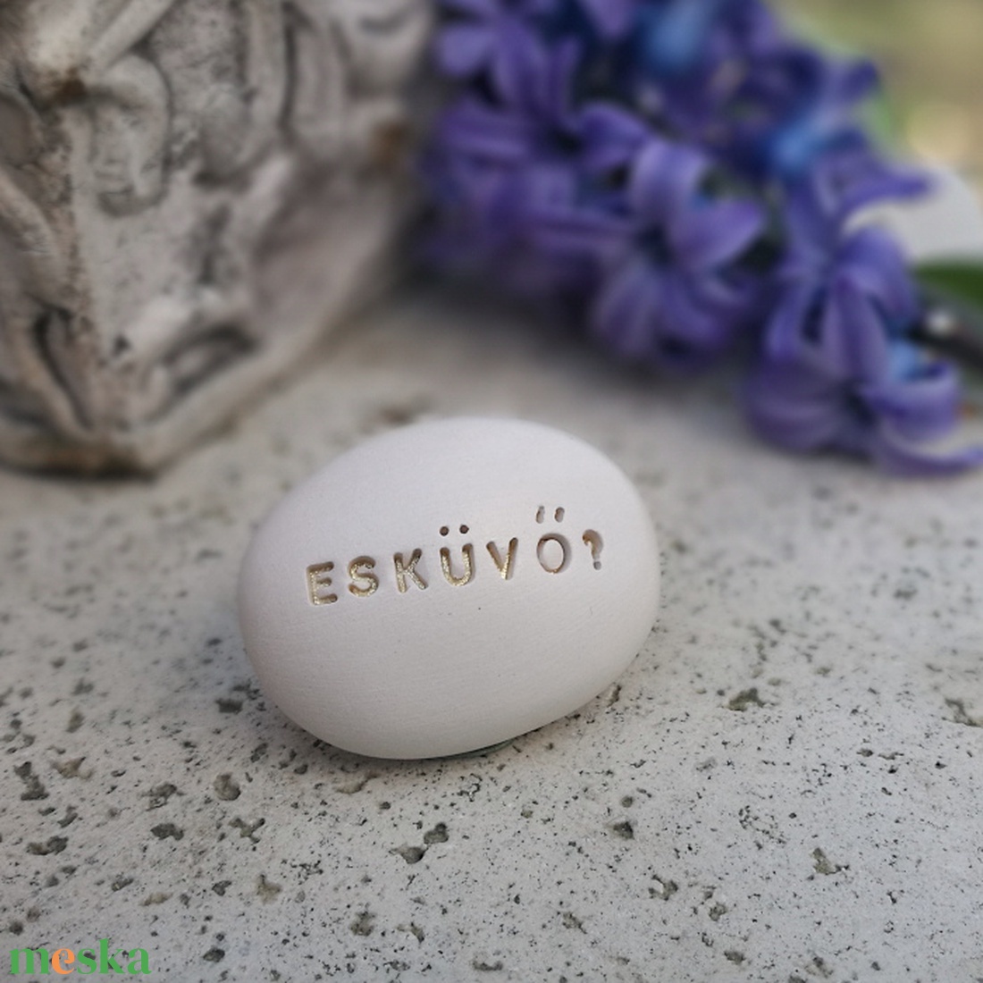 ESKÜVŐ? - Kerámia Varázskavics üzenettel, motivációs felirattal - esküvő - emlék & ajándék - köszönőajándék - Meska.hu