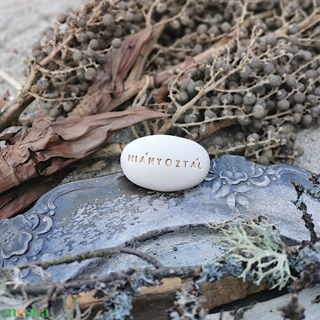 HIÁNYOZTÁL - Kerámia Varázskavics üzenettel, motivációs felirattal - esküvő - emlék & ajándék - köszönőajándék - Meska.hu