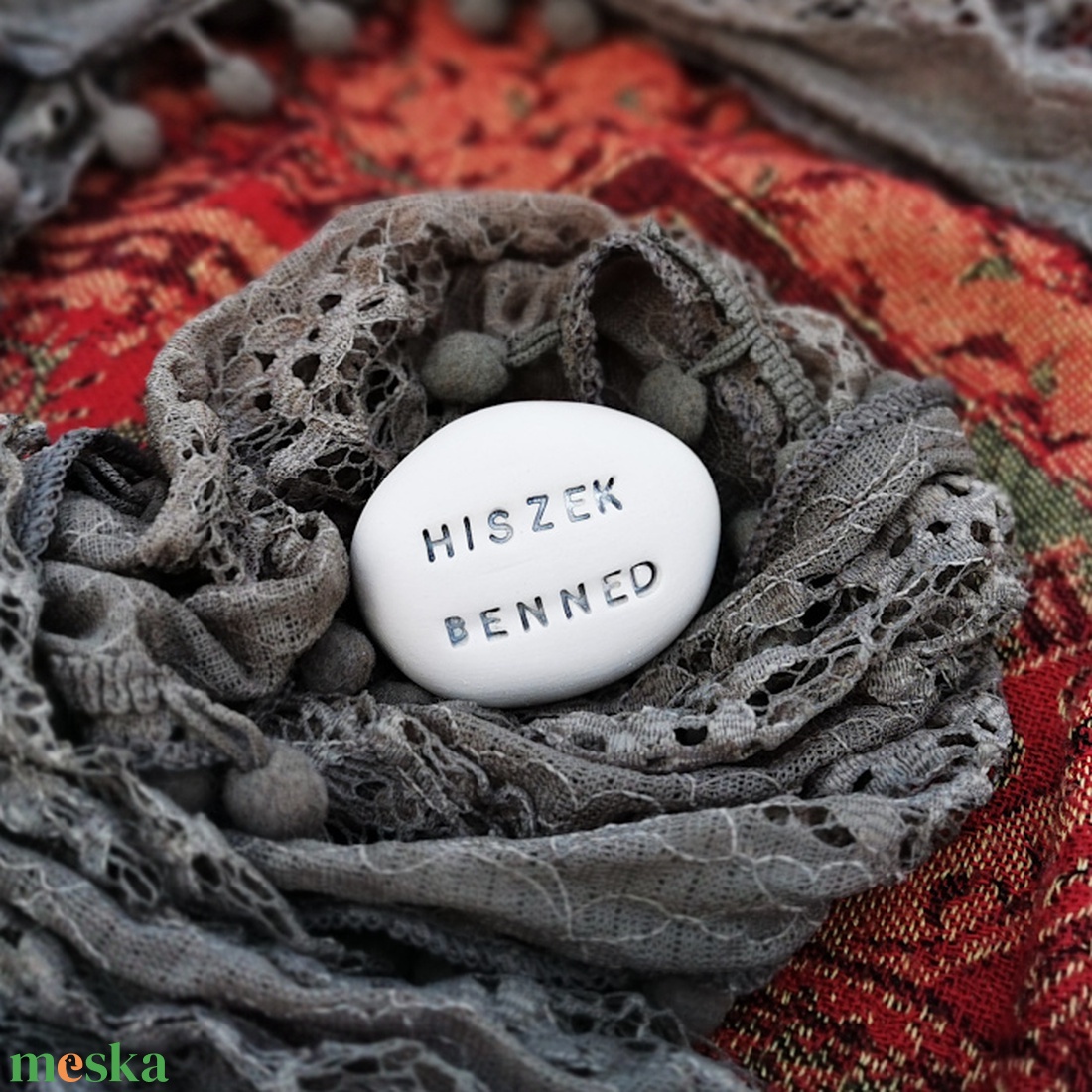 HISZEK BENNED - Kerámia Varázskavics üzenettel, motivációs felirattal - esküvő - emlék & ajándék - köszönőajándék - Meska.hu