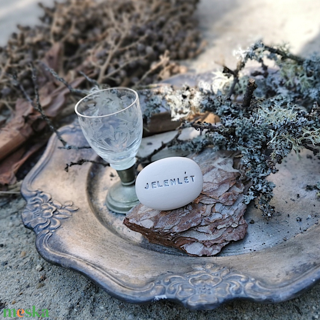 JELENLÉT - Kerámia Varázskavics üzenettel, motivációs felirattal - esküvő - emlék & ajándék - köszönőajándék - Meska.hu