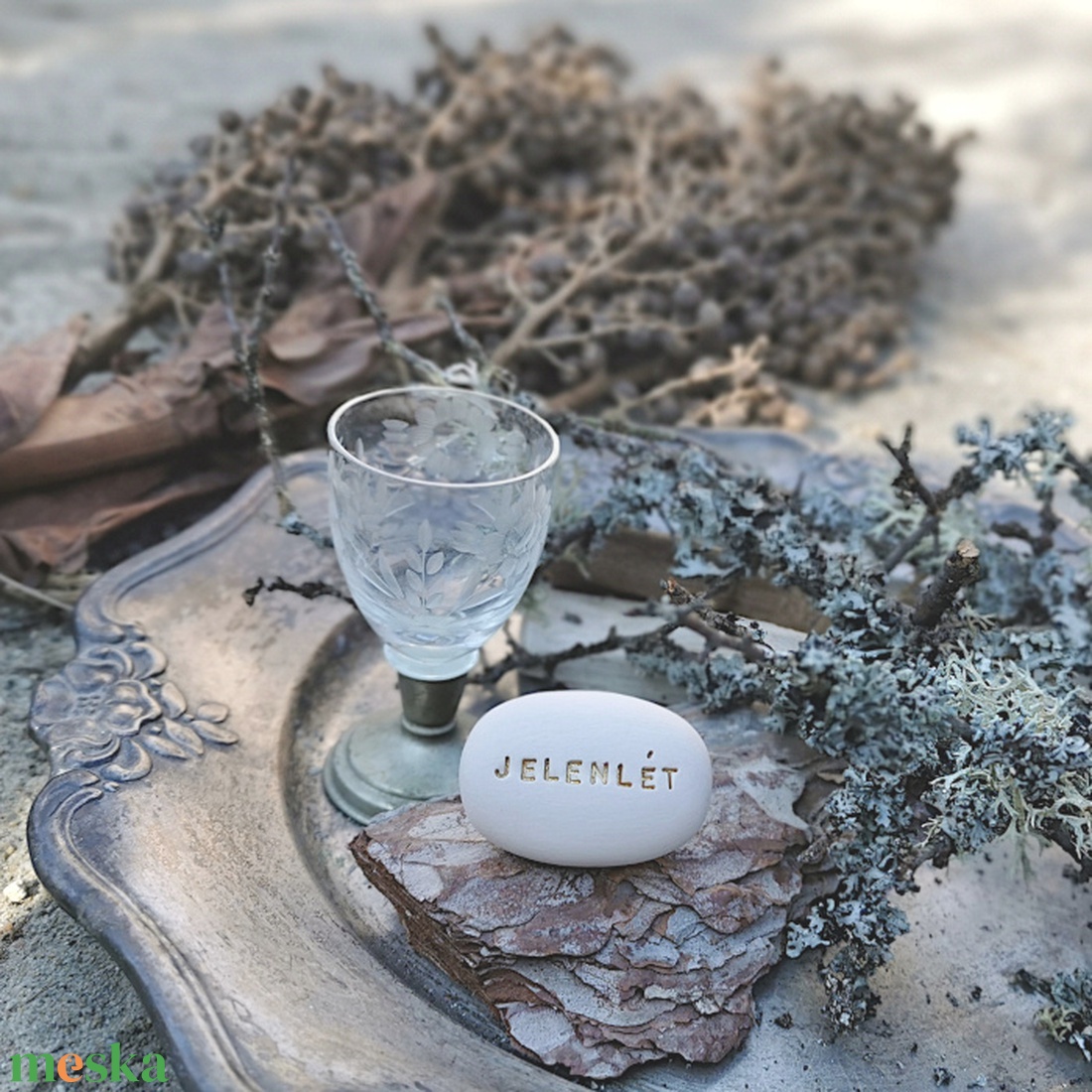 JELENLÉT - Kerámia Varázskavics üzenettel, motivációs felirattal - esküvő - emlék & ajándék - köszönőajándék - Meska.hu