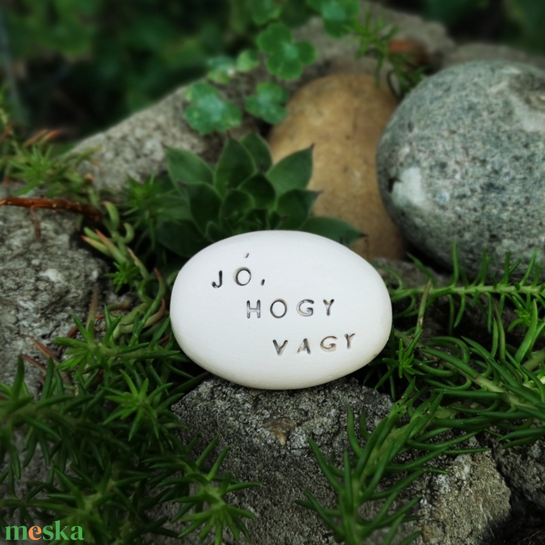 JÓ, HOGY VAGY - Kerámia Varázskavics üzenettel, motivációs felirattal - esküvő - emlék & ajándék - köszönőajándék - Meska.hu