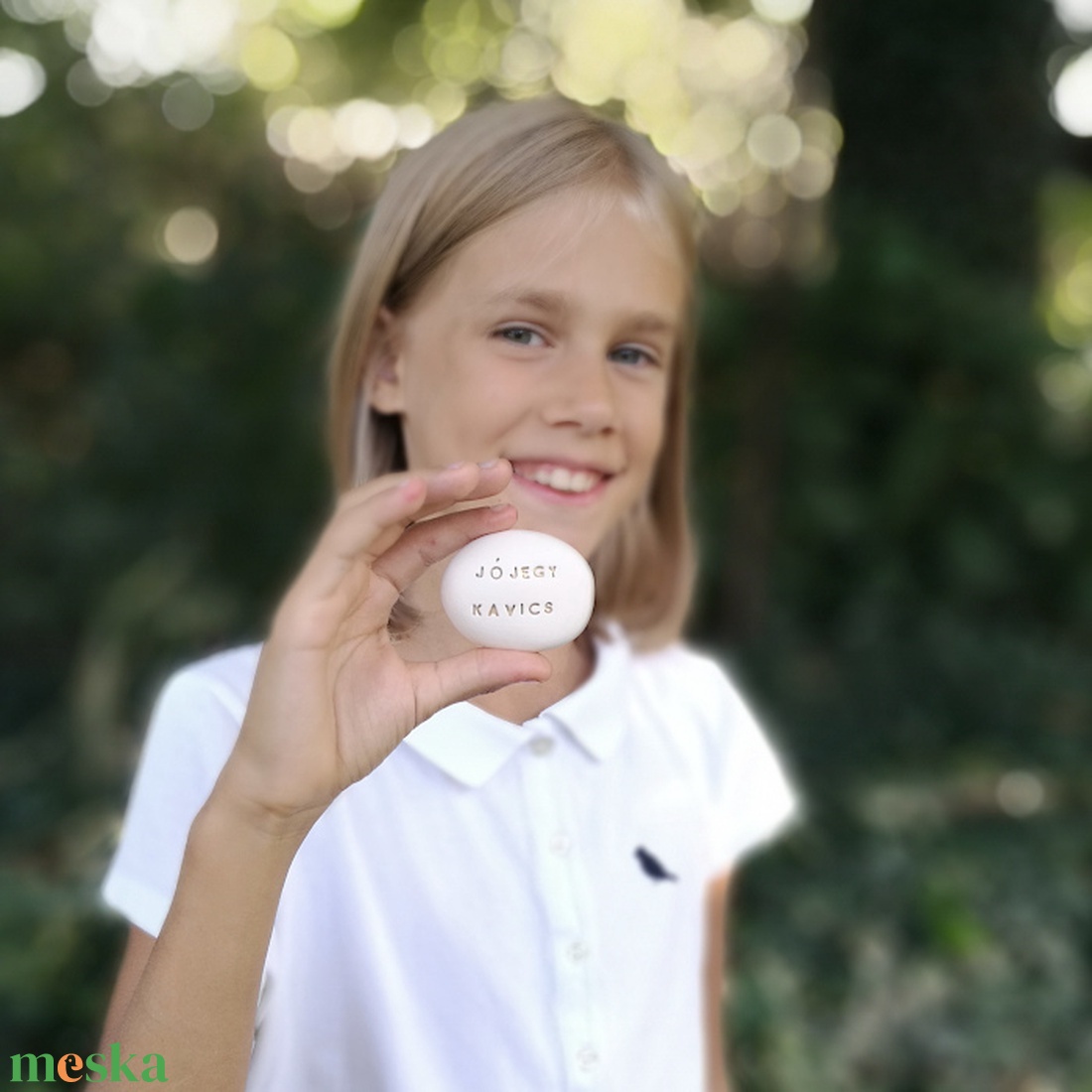 JÓJEGY KAVICS - Kerámia Varázskavics üzenettel, motivációs felirattal - esküvő - emlék & ajándék - köszönőajándék - Meska.hu