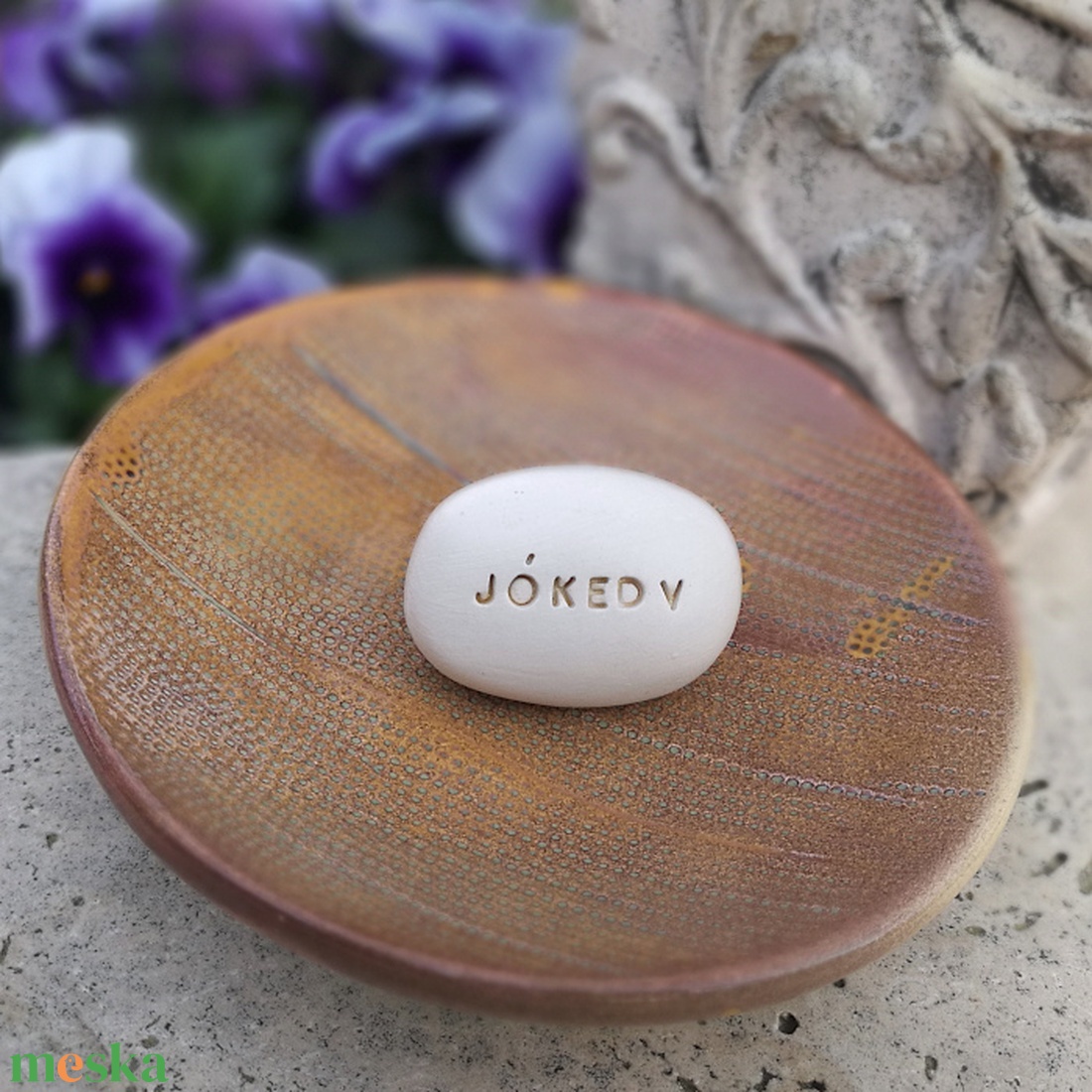 JÓKEDV - Kerámia Varázskavics üzenettel, motivációs felirattal - esküvő - emlék & ajándék - köszönőajándék - Meska.hu