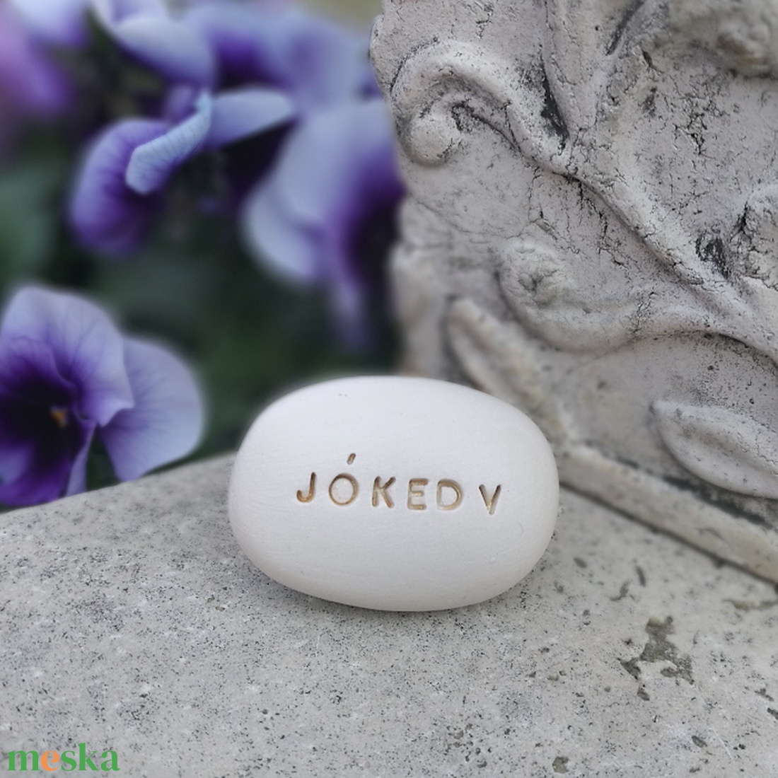 JÓKEDV - Kerámia Varázskavics üzenettel, motivációs felirattal - esküvő - emlék & ajándék - köszönőajándék - Meska.hu