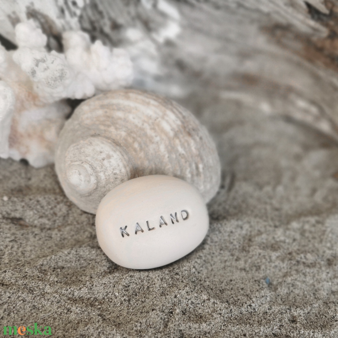 KALAND - Kerámia Varázskavics üzenettel, motivációs felirattal - esküvő - emlék & ajándék - köszönőajándék - Meska.hu