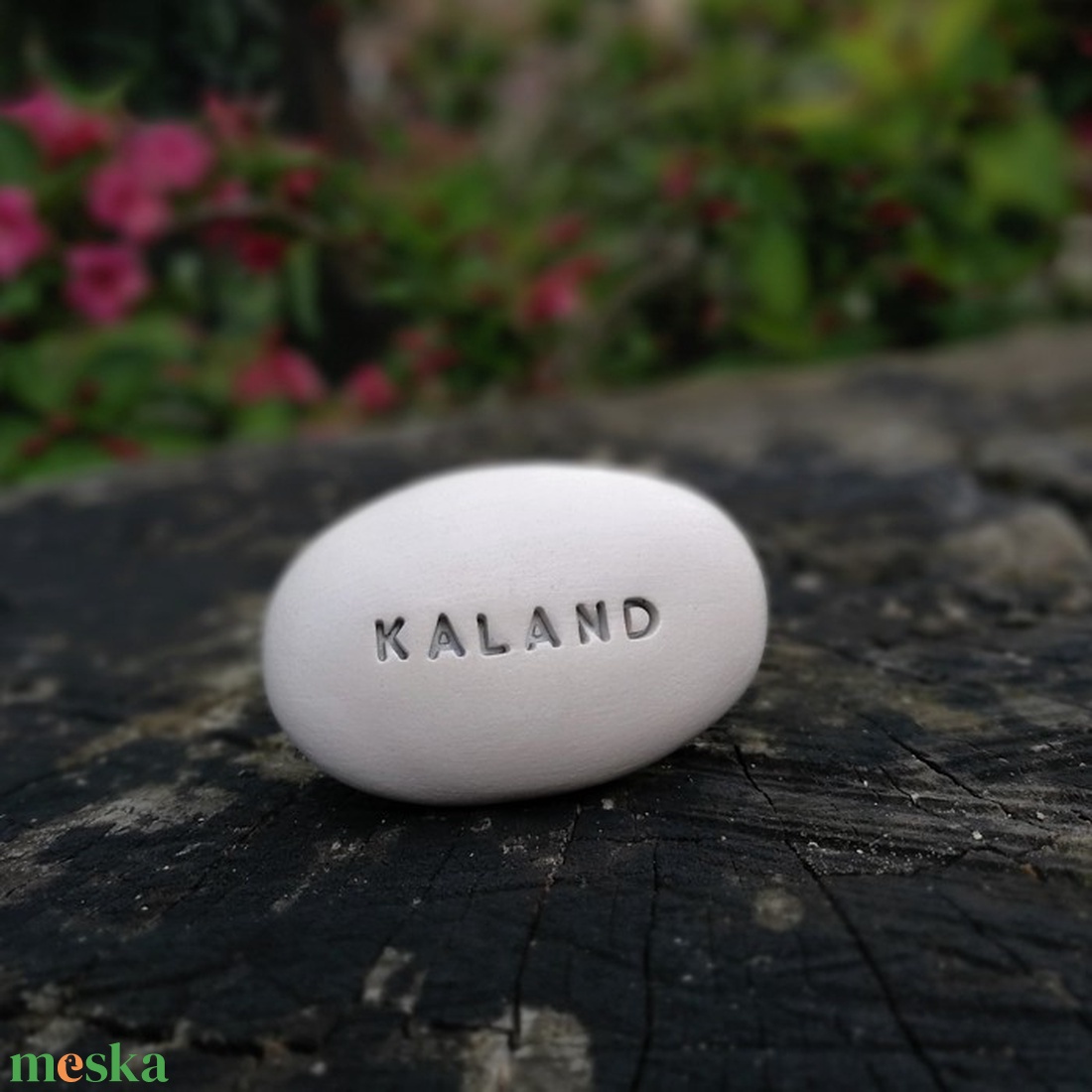 KALAND - Kerámia Varázskavics üzenettel, motivációs felirattal - esküvő - emlék & ajándék - köszönőajándék - Meska.hu