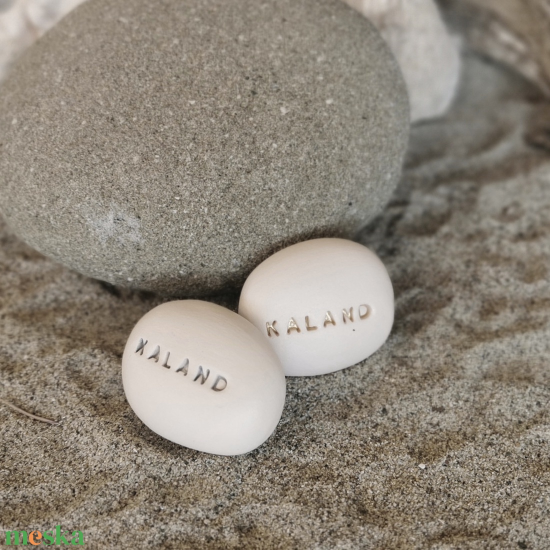 KALAND - Kerámia Varázskavics üzenettel, motivációs felirattal - esküvő - emlék & ajándék - köszönőajándék - Meska.hu