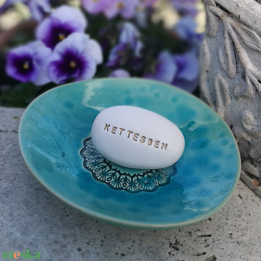 KETTESBEN - Kerámia Varázskavics kedves üzenetekkel, motivációkkal - esküvő - emlék & ajándék - nászajándék - nászajándék gyűjtők - Meska.hu
