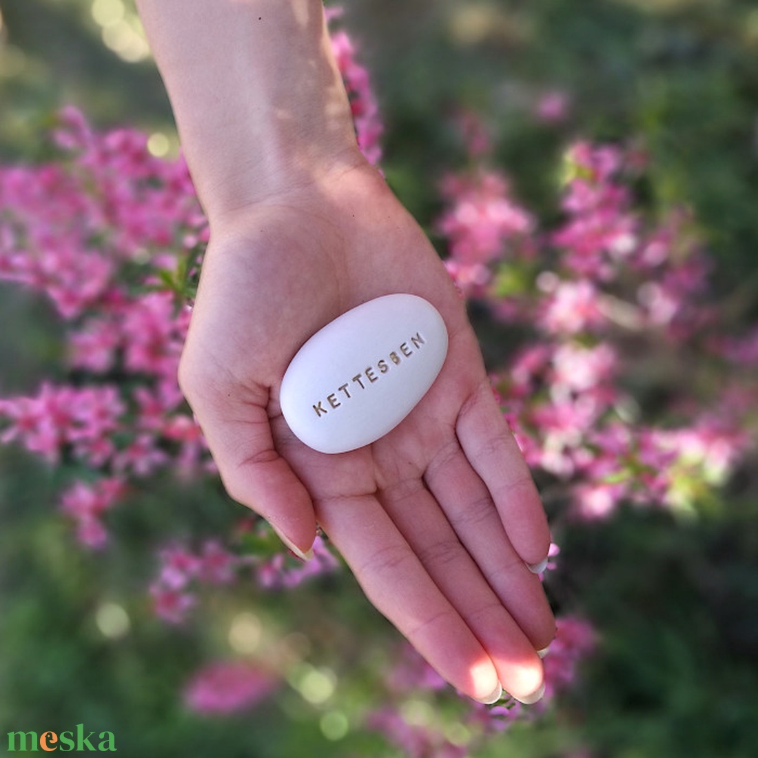 KETTESBEN - Kerámia Varázskavics kedves üzenetekkel, motivációkkal - esküvő - emlék & ajándék - nászajándék - nászajándék gyűjtők - Meska.hu