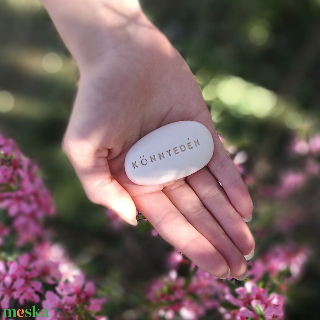 KÖNNYEDÉN - Kerámia Varázskavics üzenettel, motivációs felirattal - esküvő - emlék & ajándék - köszönőajándék - Meska.hu