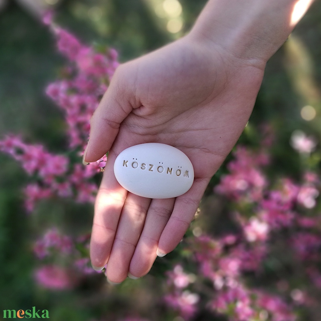 KÖSZÖNÖM - Kerámia Varázskavics üzenettel, motivációs felirattal - esküvő - emlék & ajándék - köszönőajándék - Meska.hu