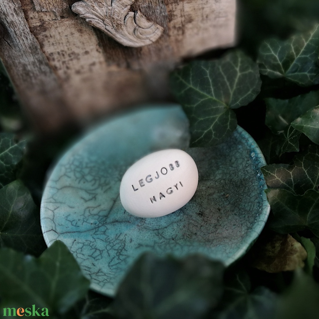 LEGJOBB NAGYI - Kerámia Varázskavics üzenettel, motivációs felirattal - esküvő - emlék & ajándék - köszönőajándék - Meska.hu