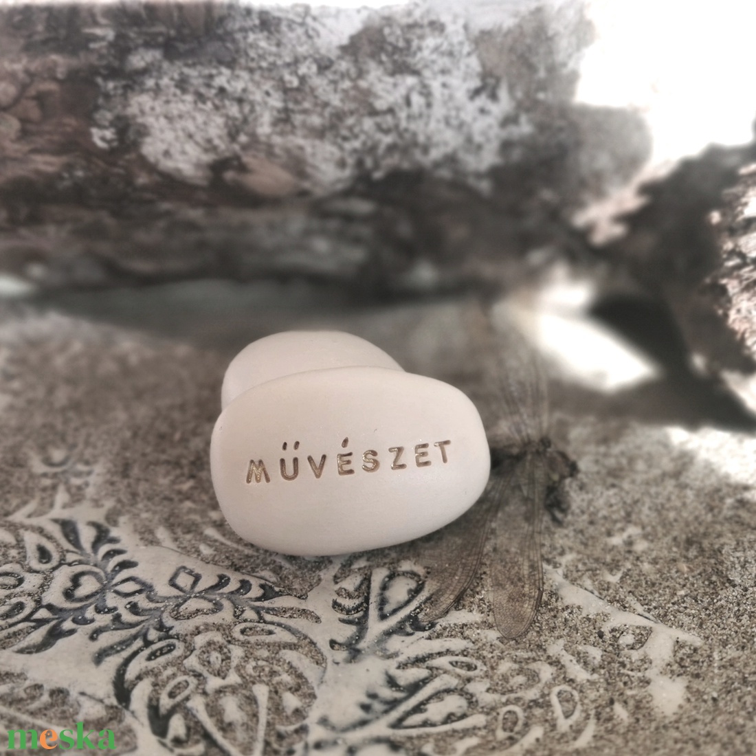 MŰVÉSZET - Kerámia Varázskavics üzenettel, motivációs felirattal - esküvő - emlék & ajándék - köszönőajándék - Meska.hu
