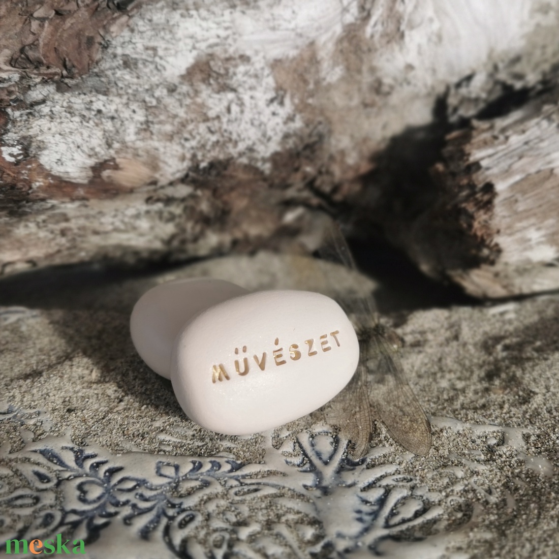 MŰVÉSZET - Kerámia Varázskavics üzenettel, motivációs felirattal - esküvő - emlék & ajándék - köszönőajándék - Meska.hu