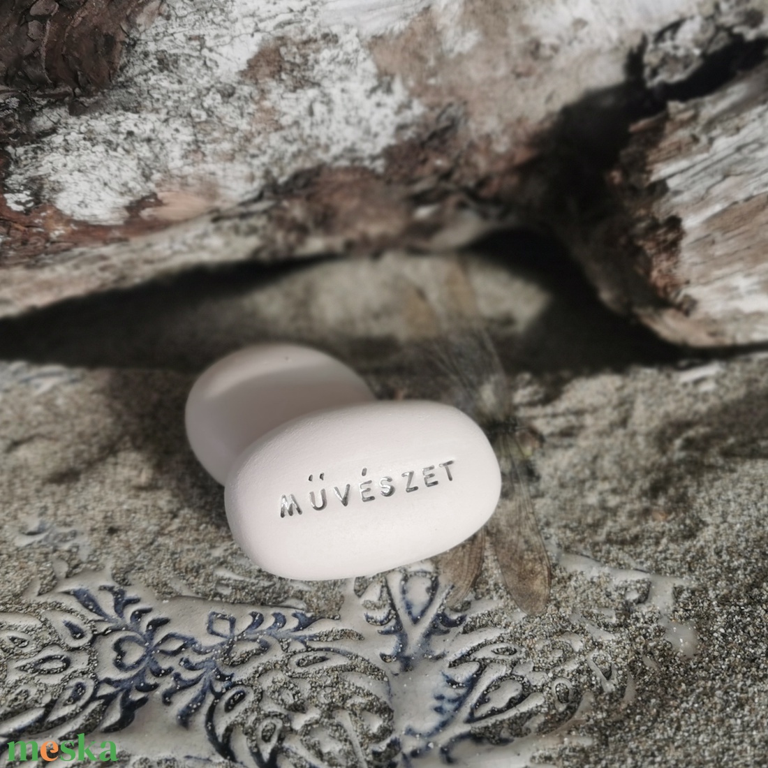 MŰVÉSZET - Kerámia Varázskavics üzenettel, motivációs felirattal - esküvő - emlék & ajándék - köszönőajándék - Meska.hu