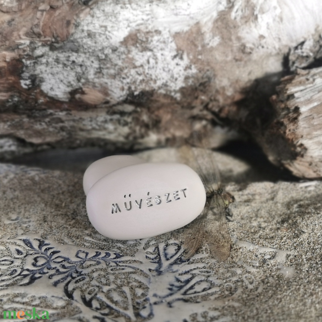 MŰVÉSZET - Kerámia Varázskavics üzenettel, motivációs felirattal - esküvő - emlék & ajándék - köszönőajándék - Meska.hu